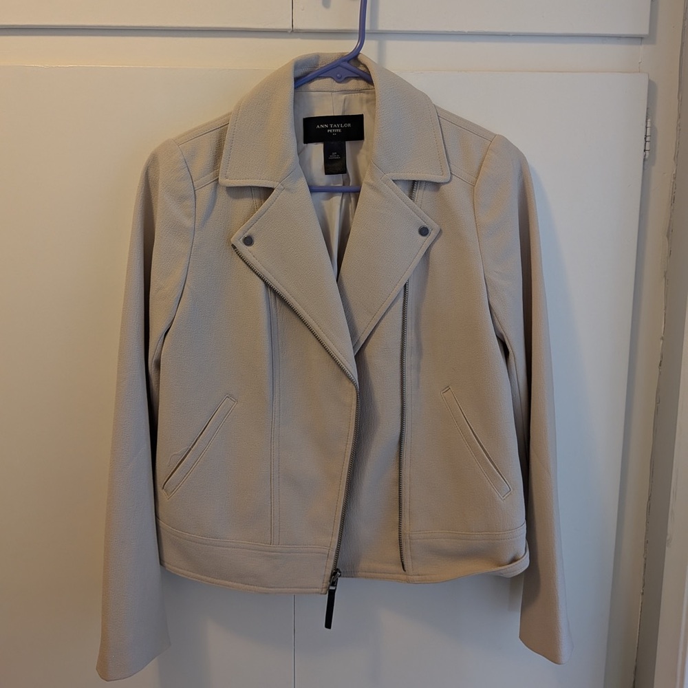 Ann Taylor Light Beige Moto Blazer